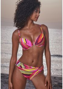 Push-Up-Bikini Bruno Banani, Damen, Gr. 40, Cup C, orange (orange bedruckt), Obermaterial: 80% Polyester, 20% Elasthan. Futter: 100% Polyamid, bedruckt, Bikini-Sets Push-Up-Bikini, mit edlem Zierring