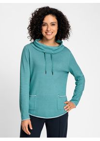 Rollkragenpullover Inspirationen "Rollkragen-Pullover", Damen, Gr. 40, blau (ozean, meliert), 100% Baumwolle, unifarben, Pullover Rollkragenpullover