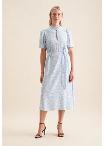 Sommerkleid Seidensticker "Schwarze Rose", Damen, Gr. 3XL (46), Normalgr&ouml;&szlig;en, blau (hellblau), 100% Viskose, gebl&uuml;mt, regular fit, Rundhals, Kleider Sommerkleid, 1/2 Rundhals Floral