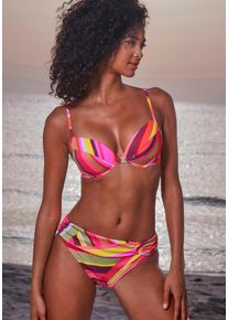 Push-Up-Bikini Bruno Banani, Damen, Gr. 42, Cup C, orange (orange bedruckt), Obermaterial: 80% Polyester, 20% Elasthan. Futter: 100% Polyamid, bedruckt, Bikini-Sets Push-Up-Bikini, mit edlem Zierring
