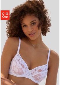B&uuml;gel-BH Lascana, Damen, Gr. 80, Cup G, wei&szlig;, Mesh, Obermaterial: 87% Polyamid, 9% Elasthan, 4% Polyester, BHs B&uuml;gel-BH, aus zarter, elastischer Jacquardspitze und feinem Mesh, sexy Dessous