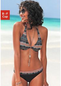 B&uuml;gel-Bikini Homeboy, Damen, Gr. 40, Cup F, schwarz (schwarz, rosa), Polyamid, unifarben, Bikini-Sets B&uuml;gel-Bikini, im Ethno-Look