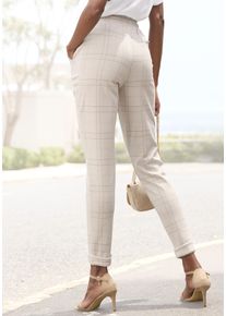 Jogger Pants Vivance, Damen, Gr. 46, N-Gr, beige (beige, rosa kariert), Stoff, Obermaterial: 79% Polyester, 19% Viskose, 2% Elasthan, kariert, figurumspielend kn&ouml;chelfrei, Hosen Jogger Pants, mit Karomuster, Schlupfhose, enge Passform, casual-chic, Topseller