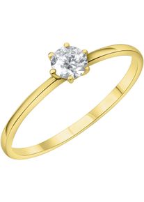 Fingerring Firetti "Schmuck Geschenk Gold 375 Fingerring Damenring Solit&auml;r" Gr. 54, gold (gelbgoldfarben, kristallwei&szlig;), Fingerringe, Damen, 54, Gelbgold 375, 1,5mm, Fingerring, mit Zirkonia (synth.)