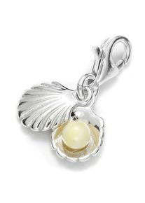 Kettenanh&auml;nger OSTSEE-SCHMUCK "OSTSEE-SCHMUCK Charm-Einh&auml;nger Muschel Charm-Einh&auml;nger Muschel", wei&szlig; (wei&szlig;, neutral), Schmuckanh&auml;nger, Damen, 20 x 8mm, Silber 925 (Sterlingsilber), 1,3 g, Kettenanh&auml;nger