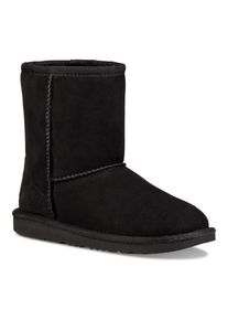 UGG Australia Schlupfboots UGG "KIDS' CLASSIC II", M&auml;dchen, Gr. 1 (32,5), schwarz, Lammfell, Veloursleder, Schuhe Schlupfboots, Winterstiefel, Boots, Winterboots mit typischen Ziern&auml;hten