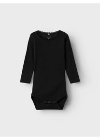 Langarmbody name it "NBFKAB LS BODY NOOS", M&auml;dchen, Gr. 80, N-Gr, schwarz, Jersey, Obermaterial: 57% Baumwolle, 38% Modal, 5% Elasthan, unifarben, normal, Rundhals, Bodys Langarmbody