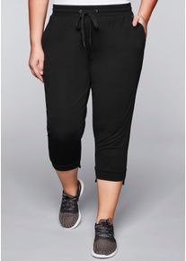 Sweathose sheego, Damen, Gr. 46, Normalgr&ouml;&szlig;en, schwarz, 70% Viskose, 26% Polyamid, 4% Elasthan, unifarben, Hosen Sweathose