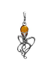 Kettenanh&auml;nger OSTSEE-SCHMUCK "OSTSEE-SCHMUCK Anh&auml;nger Tintenfisch Anh&auml;nger Tintenfisch", wei&szlig; (wei&szlig;, neutral), Schmuckanh&auml;nger, Damen, 35 x 14mm, Silber 925 (Sterlingsilber), 1,3 g, Kettenanh&auml;nger