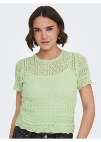 Kurzarmpullover Only "ONLELKE LIFE SS STRUCTUR O-NECK KNT NOOS", Damen, Gr. XL, laurel gr&uuml;n, Strick, Obermaterial: 70% Baumwolle, 30% Polyester, unifarben, regular fit taillenbedeckt, Rundhals, Pullover Kurzarmpullover