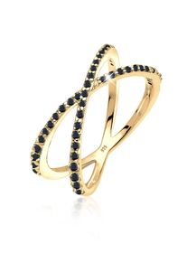 Silberring Elli "Ring Silberring Kreuz mit Zirkonia 925 Silber" Gr. 58, schwarz, Fingerringe, Damen, 58, Silber 925 (Sterlingsilber), Silberring