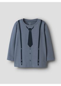 Langarmshirt name it "NMMRYDER LS TOP BOX", Jungen, Gr. 98, flint stone, Jersey, Obermaterial: 95% Baumwolle, 5% Elasthan, bedruckt, Rundhals, Shirts Langarmshirt