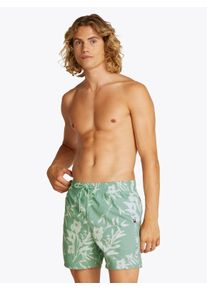 Badeshorts "MEDIUM DRAWSTRING PRINT", Herren, Gr. S (48), N-Gr, gr&uuml;n (fort gr&uuml;n), Polyester, Tommy Hilfiger Swimwear, gebl&uuml;mt, Badehosen Badeshorts, mit tropischem Muster, mit Logostickerei