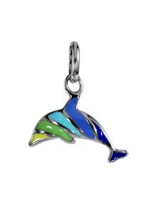 Kettenanh&auml;nger OSTSEE-SCHMUCK "OSTSEE-SCHMUCK Anh&auml;nger Delfin Anh&auml;nger Delfin", bunt (wei&szlig;, neutral), Schmuckanh&auml;nger, Damen, 15 x 13mm, Silber 925 (Sterlingsilber), 0,4 g, Kettenanh&auml;nger