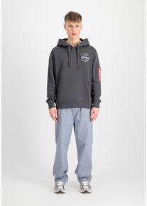 Hoodie Alpha Industries "NASA Orbit Hoodie", Herren, Gr. M, grau (vintage grau), Obermaterial: 80% Baumwolle, 20% Polyester, regular fit, Sweatshirts Hoodie