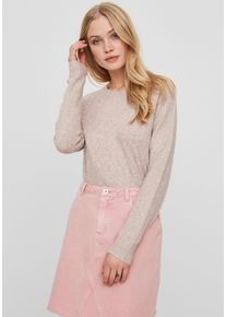 V&eacute;ro Moda Rundhalspullover VERO MODA "VMDOFFY", Damen, Gr. L, rosa (woodrose melange), Strick, Obermaterial: 94% Polyester, 3% Elasthan, 3% Nylon, meliert, Basic, figurumspielend h&uuml;ftlang, Rundhals, Raglan&auml;rmel Rippstrickb&uuml;ndchen, Pullover Rundhalspullover, in melierter Optik