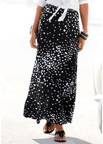 Maxirock Vivance, Damen, Gr. 46, schwarz-wei&szlig; (schwarz, wei&szlig;, bedruckt), Jersey, Obermaterial: 100% Viskose, gepunktet, figurumspielend lang, R&ouml;cke Maxirock, mit Punkteprint und elastischem Bund, sommerlicher Jerseyrock, Topseller