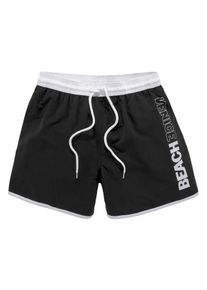 Badeshorts Venice Beach "Bo", Herren, Gr. L (52), N-Gr, schwarz, Microfaser, Microfaser, Polyester, Recycling-Polyester, unifarben, Badehosen Badeshorts, mit Logodruck am Bein