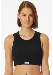 Bustier Schiesser "Revival Kollektion", Damen, Gr. 42, N-Gr, schwarz (000, schwarz), Feinripp, Obermaterial: 95% Baumwolle, 5% Elasthan, BHs Bustier, Breite Abschl&uuml;sse an Dekollet&eacute; und Armausschnitt