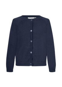 Strickjacke happy girls, M&auml;dchen, Gr. 122, blau (navy), Strick, Obermaterial: 100% Baumwolle, unifarben, regular fit h&uuml;ftlang, Rundhals, Raglan&auml;rmel Strickb&uuml;ndchen, Strickjacken Strickjacke, mit hochwertigem Strickmuster im vorderen Brustbereich