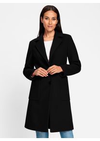 Wollmantel Heine, Damen, Gr. 48, schwarz, 80% Wolle, 20% Polyamid, unifarben, unifarben mit Farbeinsatz, unifarben mit Farbeins&auml;tzen, M&auml;ntel Wollmantel