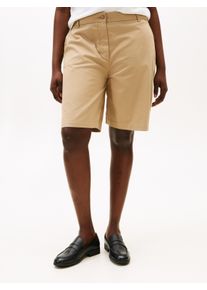 Shorts Tommy Hilfiger Curve "CRV CO BLEND GMD CHINO SHORT", Damen, Gr. 46, N-Gr, beige, Web, Obermaterial: 65% Baumwolle, 33% Lyocell, 2% Elasthan, unifarben, relaxed fit knielang, Hosen Shorts, in Gro&szlig;en Gr&ouml;&szlig;en, Chino Qualit&auml;t, Logostickerei