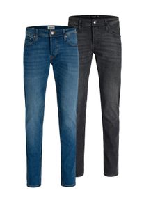 Jack & Jones Slim-fit-Jeans JACK & JONES "JJIGLENN JJORIGINAL SQ 270/223 2 PK MP", Herren, Gr. 29, L&auml;nge 30, blau denim pack:schwarz denim, Denim/Jeans, Obermaterial: 76% Baumwolle, 22% Polyester, 2% Elasthan, Abriebeffekte, slim fit, Jeans Slim-fit-Jeans