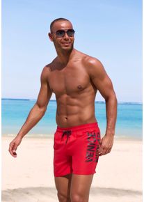 Badeshorts Venice Beach, Herren, Gr. L (52), N-Gr, rot, Microfaser, Microfaser, Polyester, unifarben, Badehosen Badeshorts, mit Innenslip, mit Innentasche, mit Au&szlig;enkordel, Topseller