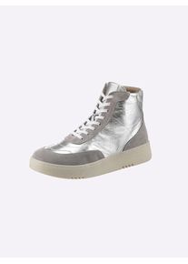 Sneaker Andrea Conti, Damen, Gr. 38, silber (silberfarben, grau), Glattleder, Leder, Rindsleder, Veloursleder, Schuhe Sneaker