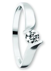 Goldring ONE ELEMENT "Zirkonia Ring aus 333 Wei&szlig;gold" Gr. 51, silber, Fingerringe, Damen, 51,mit Zirkonia, Wei&szlig;gold 333, Goldring
