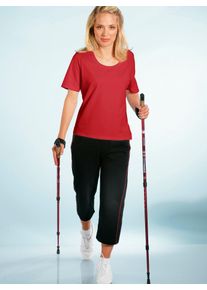 Sporthose Catamaran, Damen, Gr. 44/46, Normalgr&ouml;&szlig;en, schwarz (schwarz, rot), 92% Baumwolle, 8% Elasthan, gemustert, unifarben, 3/4-L&auml;nge, Hosen Sporthose