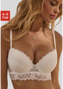 Push-up-BH Vivance "Julia", Damen, Gr. 80, Cup D, beige (creme), Spitze, Obermaterial: 60% Polyamid, 35% Polyester, 5% Elasthan, BHs Push-up-BH, aus Jacquardspitze in leichter Longform, sexy Dessous