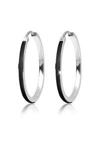 Paar Creolen Elli "Ohrringe Creolen mit funkelnden Emaille Lack 925 Sterling Silber", schwarz, Ohrringe, Damen, ohne Stein, Silber 925 (Sterlingsilber), Paar Creolen
