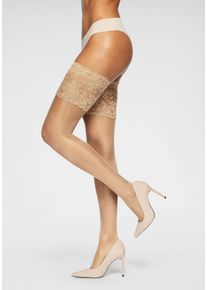 Halterlose Feinstr&uuml;mpfe Lascana, Damen, Gr. 56-58, beige (natur), Elasthan, Polyamid, normal, Socken Halterlose Feinstr&uuml;mpfe, mit breitem Spitzenband in 20 DEN