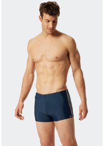 Badehose Schiesser "Nautical Casual", Herren, Gr. 5, N-Gr, blau (801, admiral), Baumwolle, Elasthan, unifarben mit Farbeinsatz, Badehosen Badehose, mit seitlichen Streifen