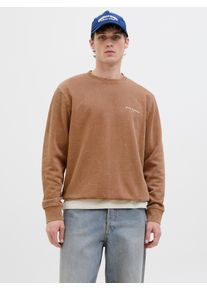 Jack & Jones Sweatshirt JACK & JONES "JJEDOVER PRINT SWEAT CREW NECK", Herren, Gr. XS, monks robe, angeraute Sweatware, Obermaterial: 80% Baumwolle, 20% Polyester, unifarben, relaxed fit h&uuml;ftlang, Rundhals, Rippb&uuml;ndchen, Sweatshirts Sweatshirt