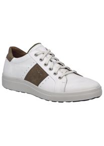 Sneaker Josef Seibel "Maddox 04", Herren, Gr. 42, grau (wei&szlig;, taupe), Leder, kontrastfarbene Details, Schuhe Sneaker, Schn&uuml;rschuh, Freizeitschuh, Komfortschuh mit Lederinnensohle