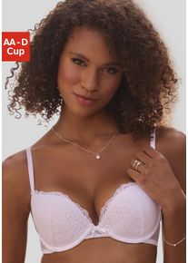 Push-up-BH Vivance, Damen, Gr. 80, Cup B, wei&szlig;, Microtouch, Obermaterial: 60% Polyamid, 35% Polyester, 5% Elasthan, BHs Push-up-BH, rundherum mit floraler Spitze, Dessous