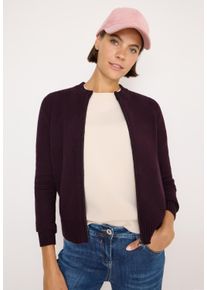 Cardigan Cecil, Damen, Gr. L (42), eggplant rot melange, Strick, Obermaterial: 37% Baumwolle, 34% Polyacryl, 26% Polyester, 3% Elasthan, meliert, regular fit normal, Rundhals, Rippb&uuml;ndchen, Strickjacken Cardigan, mit Rippb&uuml;ndchen