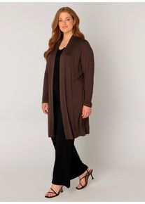 Longstrickjacke Base Level Curvy "Ayla long", Damen, Gr. 52, braun, Strick, Obermaterial: 94% Viskose, 6% Elasthan, figurumspielend knieumspielend, eingesetzt abgesteppt, Strickjacken Longstrickjacke, Figurumspielende, weiche Strickqualit&auml;t