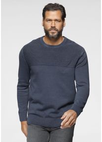 Rundhalspullover Arizona, Herren, Gr. L (52/54), blau (blau, stone, washed), Feinstrick, Obermaterial: 100% Baumwolle, unifarben, normal, Rundhals, Rippstrickb&uuml;ndchen, Pullover Rundhalspullover, in gewaschener Qualit&auml;t, Topseller