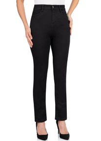Straight-Jeans WONDERJEANS "High Waist Straigth", Damen, Gr. 44, L&auml;nge 32, schwarz (forever pure schwarz), Denim/Jeans, Obermaterial: 65% Baumwolle, 30% Polyester, 5% Elasthan, unifarben, straight fit lang, Jeans Straight-Jeans, mit Stretch