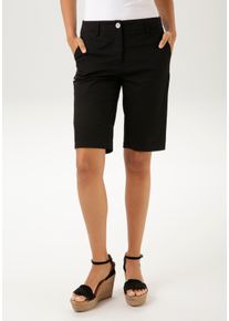 Bermudas Aniston CASUAL, Damen, Gr. 40, N-Gr, schwarz, Web, Obermaterial: 97% Baumwolle, 3% Elasthan, unifarben, Basic, figurbetont kniefrei, Hosen Bermudas, im klassischen Stil, Topseller