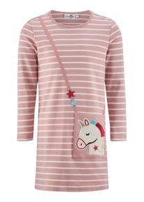 Jerseykleid happy girls, M&auml;dchen, Gr. 92, N-Gr, rosa (dusty rose), Jersey, Obermaterial: 100% Baumwolle, geringelt, gestreift, regular fit knielang, Rundhals, Kleider Jerseykleid