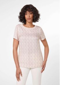 Madeleine Mode Kurzarmshirt MADELEINE "Shirt Bedrucktes Kurzarm-Shirt", Damen, Gr. 40, wei&szlig; (perlwei&szlig;, helltaupe), Obermaterial: 100% Viskose CV., Modern, normal, Shirts Kurzarmshirt