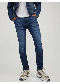 Jack & Jones Skinny-fit-Jeans JACK & JONES "JJILIAM JJORIGINAL GE 314", Herren, Gr. 31, L&auml;nge 34, blau (blau denim), Denim/Jeans, Obermaterial: 85% Baumwolle, 14% Polyester, 1% Elasthan, skinny fit, Jeans Skinny-fit-Jeans