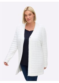 Cardigan sheego, Damen, Gr. 52/54, ecru, 70% Polyamid, 30% Polyacryl, unifarben, Strickjacken Cardigan