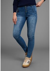 Skinny-fit-Jeans Bruno Banani, Damen, Gr. 46, N-Gr, dunkelblau us, Denim/Jeans, Obermaterial: 76% Baumwolle, 16% Polyester, 7% Viskose, 1% Elasthan, unifarben, Basic, extraeng lang, Jeans Skinny-fit-Jeans, extraenger Schnitt, normale Leibh&ouml;he, mit Ges&auml;&szlig;- und Eingrifftaschen
