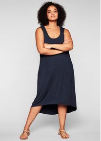 Sommerkleid sheego "Strandkleid", Damen, Gr. 48, Normalgr&ouml;&szlig;en, blau (marine), 95% Viskose, 5% Elasthan, unifarben, wadenlang, Rundhals, Kleider Sommerkleid