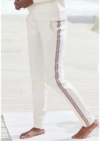 H.I.S. Sweathose H.I.S, Damen, Gr. 44/46, N-Gr, beige (ecru), Interlock, Obermaterial: 60% Baumwolle, 40% Polyester, unifarben, Basic, bequem lang, Hosen Sweathose, mit seitlichen Streifen, Loungewear, Topseller